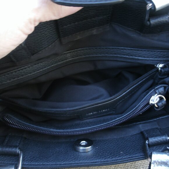 Black Nine West Tote Purse Faux Leather - Picture 11 of 16